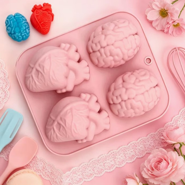 Brains & Hearts Silicone Mold- 4 cavity