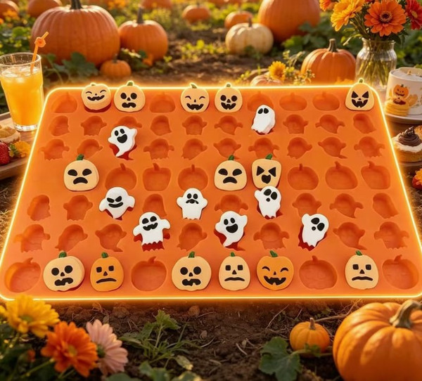 Halloween Mini Ghost & Pumpkin Silicone Mold
