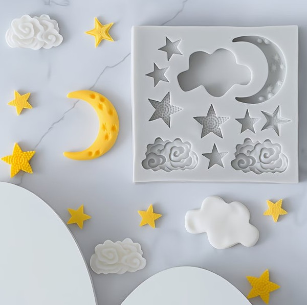 Moon, Stars, and Clouds Silicone Mold