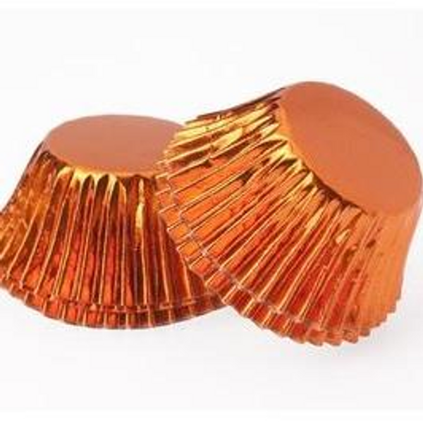 Foil Metallic Cupcake Cases 25pk - ORANGE