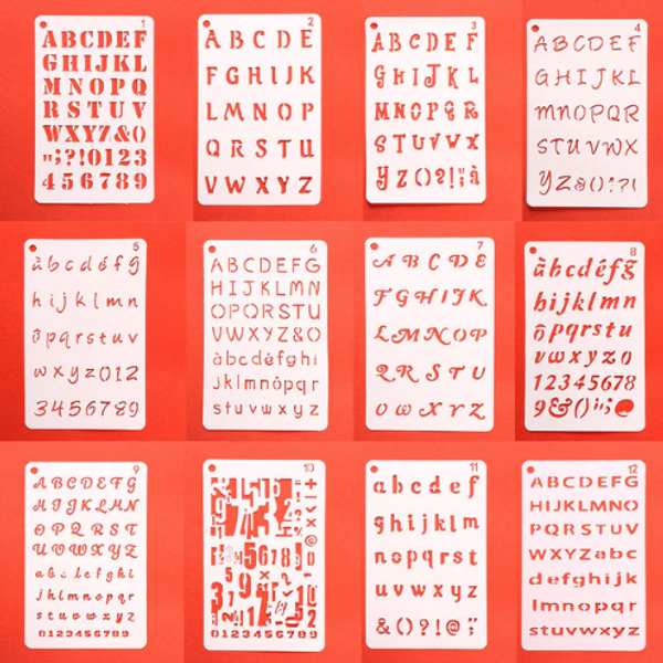 Numeral/Alphabet Stencil Set 12pc 