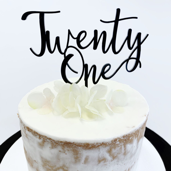 Cake Topper TWENTY ONE (Age Script) - BLACK