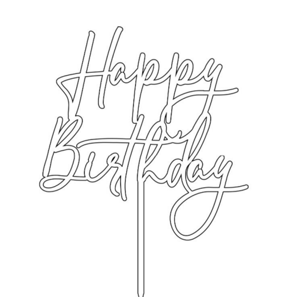 Cake Topper HAPPY BIRTHDAY Script - GOLD