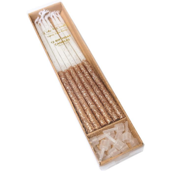 Birthday Candles Dipped Glitter 12pc - ROSE GOLD Birthday Candles Dipped Glitter 12pc - ROSE GOLD