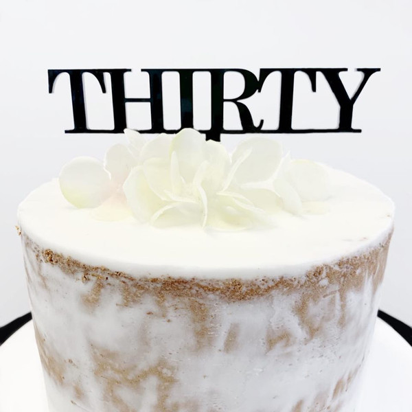 Acrylic Cake Topper 'Thirty' (Age Print) - BLACK