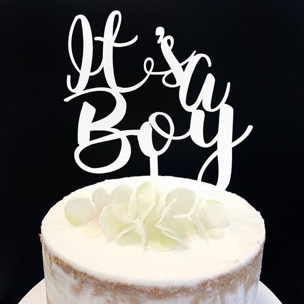 Acrylic Cake Topper 'It's a Boy' - WHITE