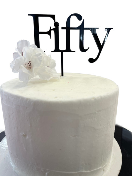 Acrylic Cake Topper 'Fifty' (Age Print) - BLACK 