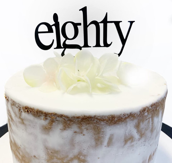 Acrylic Cake Topper 'Eighty' (Age Print) - BLACK