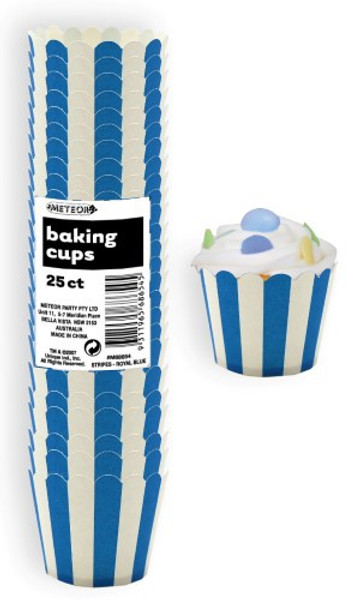 Baking Cups 25pc - STRIPES / ROYAL BLUE