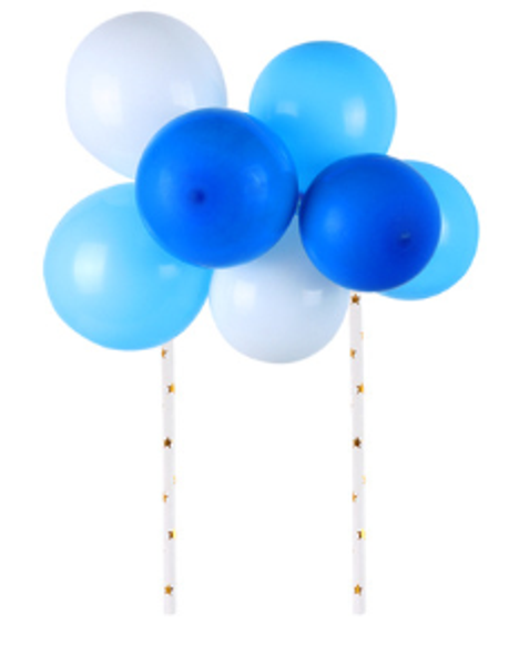 Cake Topper -Balloons/Sequins - Blue and white