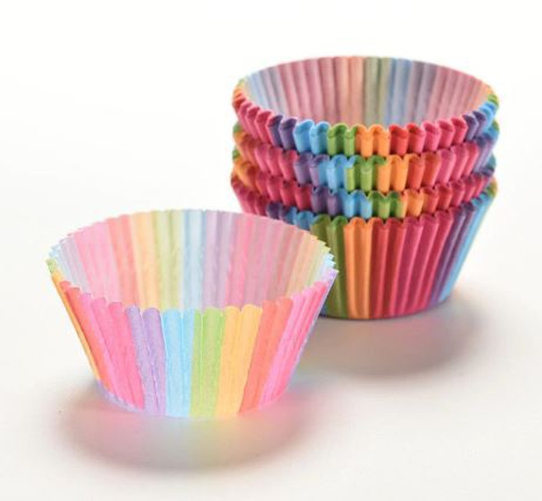 Cupcake Cases 100pc - Rainbow Strips