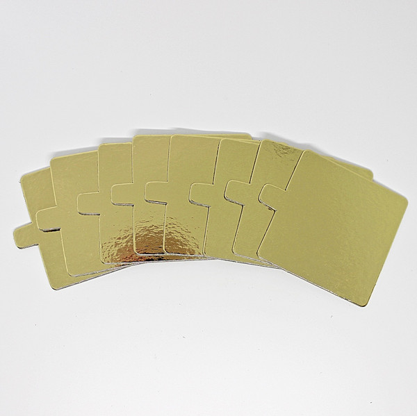 Cake Board with Tab 3" BULK 50pk - GOLD SQUARE