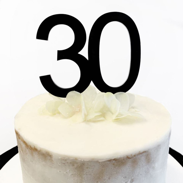 Cake Topper '30' 8.5cm - BLACK