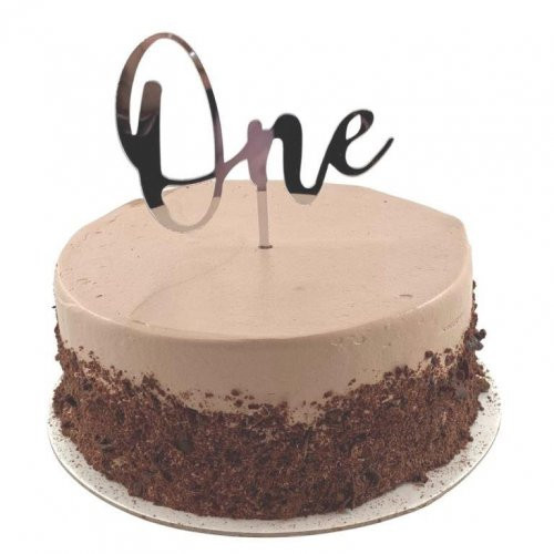 Acrylic Cake Topper 'ONE' (Age Script) - SILVER