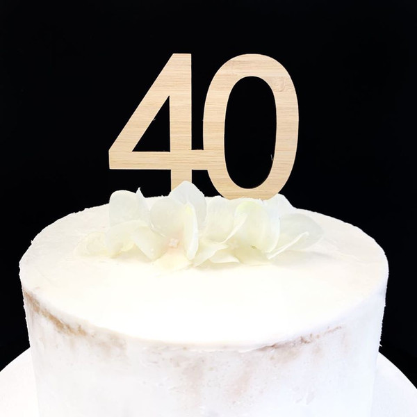 Cake Topper '40' 7cm - BAMBOO