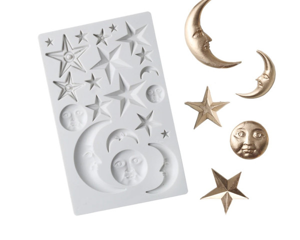  Bed-Time Stars & Moon Silicone Mold 