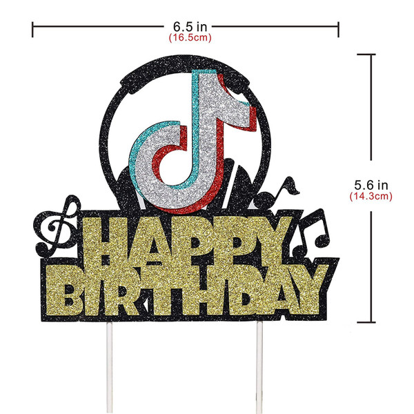 Tiktok Theme "Happy Birthday" Cake Topper