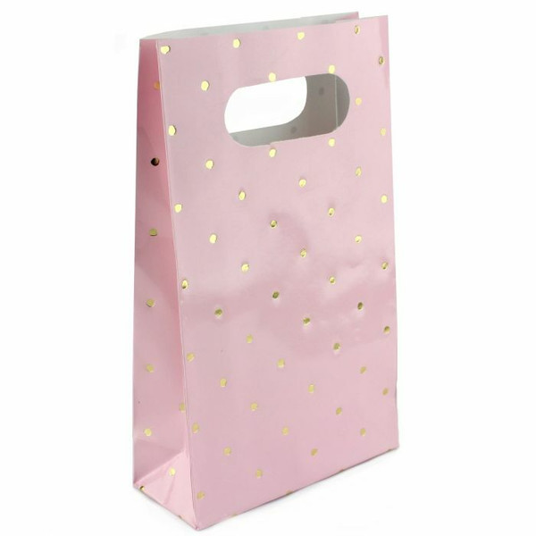 Shmick Party Bags 6pc-Pink with Gold Foiled Dotty