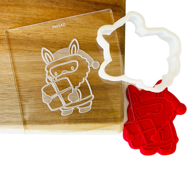 Elf with Christmas Present Cookie Cutter and Raised Fondant Embosser