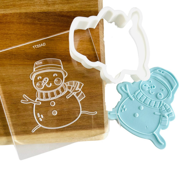 Snowman Cookie Cutter and Raised Fondant Embosser