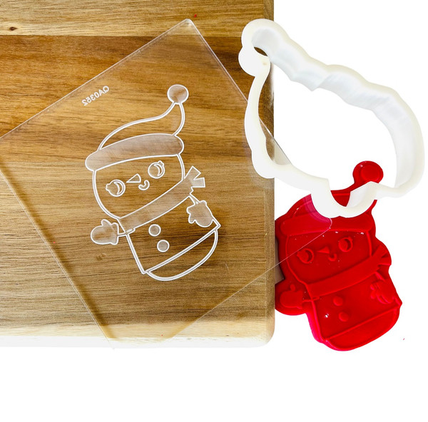 Snowman(Style2)Cookie Cutter and Raised Fondant Embosser