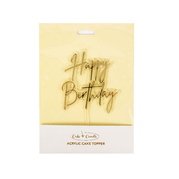 Acrylic Cake Topper 'HAPPY BIRTHDAY' Layered - GOLD