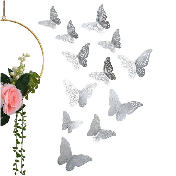 Cake Toppers 12pc - Silver Butterflies 