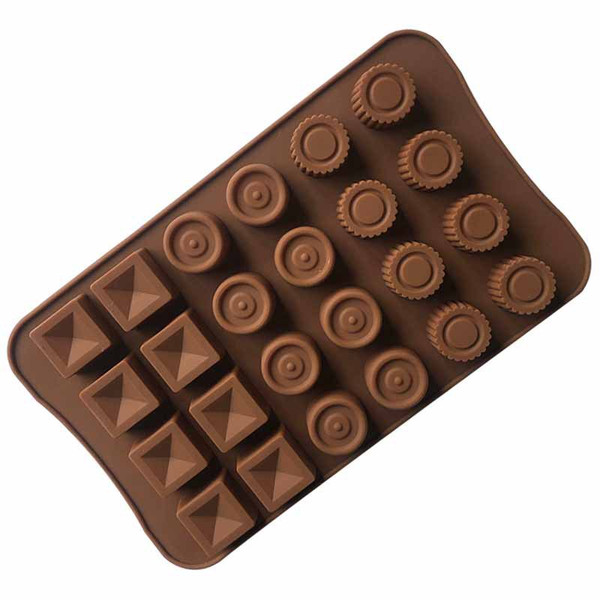 Squares and Circle assorted chocolate mold