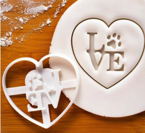 LOVE With Paw Print - Heart Embosser Cutter