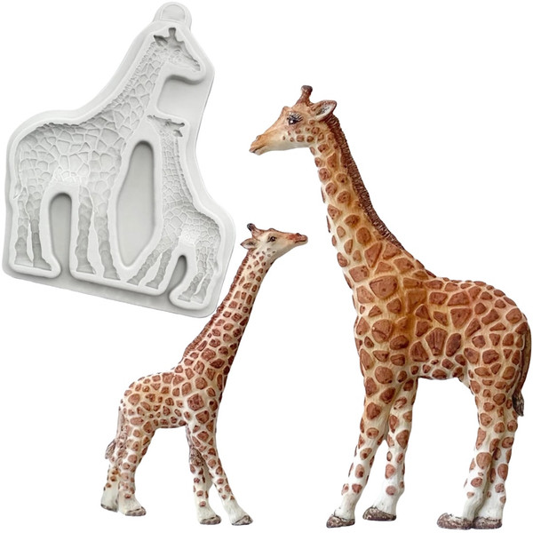 Giraffe Mother and Baby Silicone Mold 