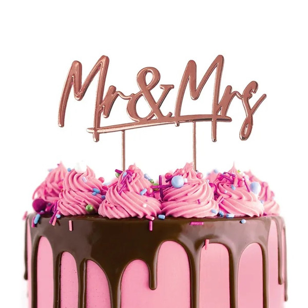 Metal Cake Topper - "Mr&Mrs" (RoseGold)
