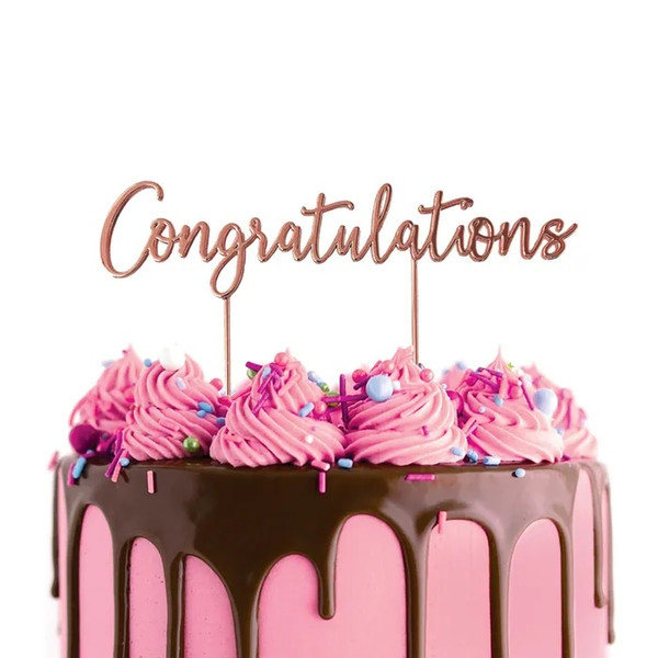 Metal Cake Topper - "Congratulations" (Rosegold) 