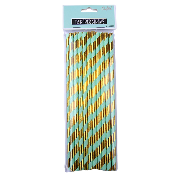 Shmick Gold and Mint Paper Straws - 20pk  Shmick Gold and Mint Paper Straws - 20pk