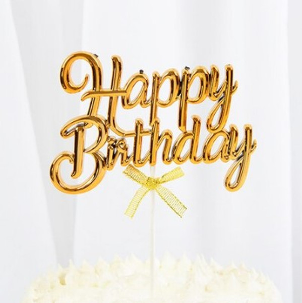 Cake Topper 'Happy Birthday' - Gold