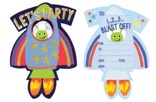 Space Ship Party Invitations 8pk