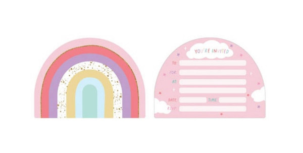 Pastel Rainbow Party Invitations 8pk 