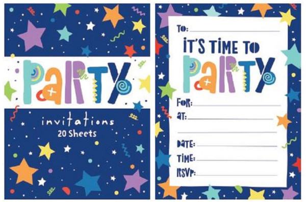 Stars Notepad Party Invitations 20pk