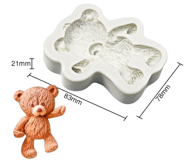 Silicone Mold - Waving Teddy Bear