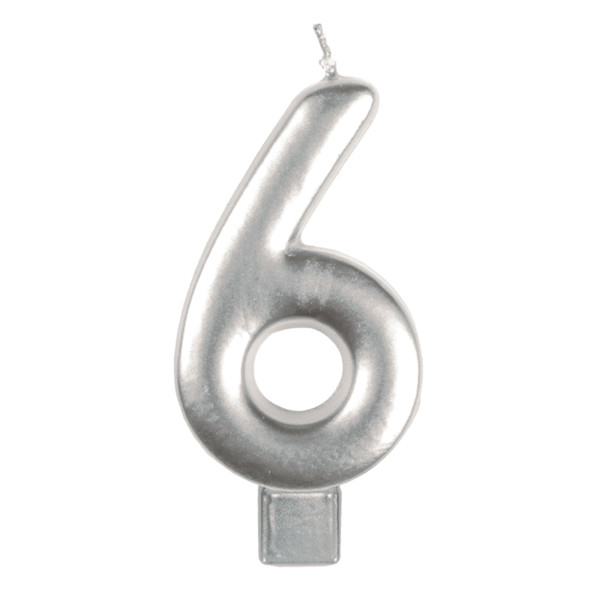 Silver Number Candle | #6