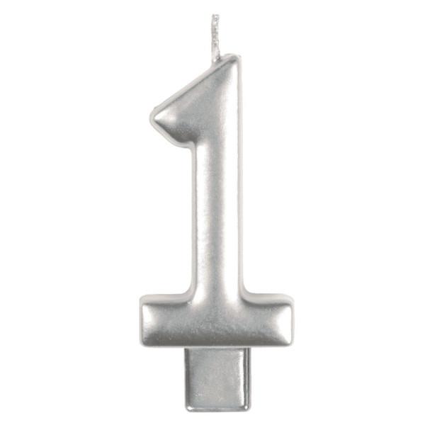 Silver Number Candle | #1