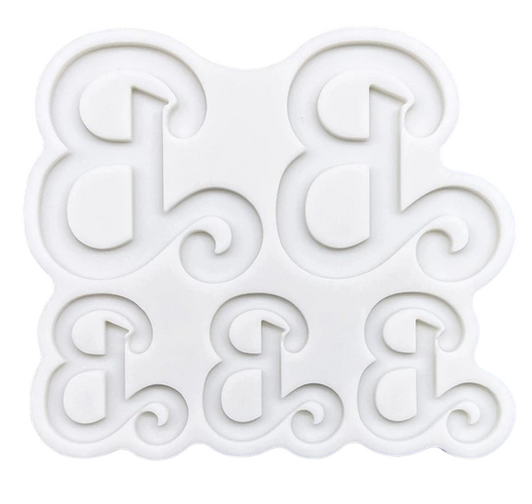 Silicone Mould | Barbie 'B' Logo 5pc Silicone Mould | Barbie 'B' Logo 5pc