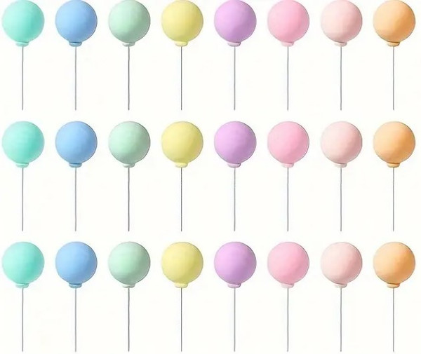 Pastel Foam Ball Toppers - 8pc