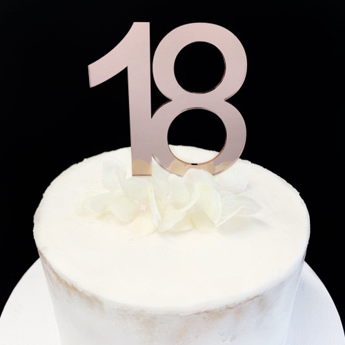 Acrylic Cake Topper '18' 8.5cm - ROSE GOLD - Bake and Deco Warehouse