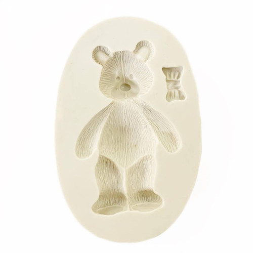 Teddy bear with bow silicone mold