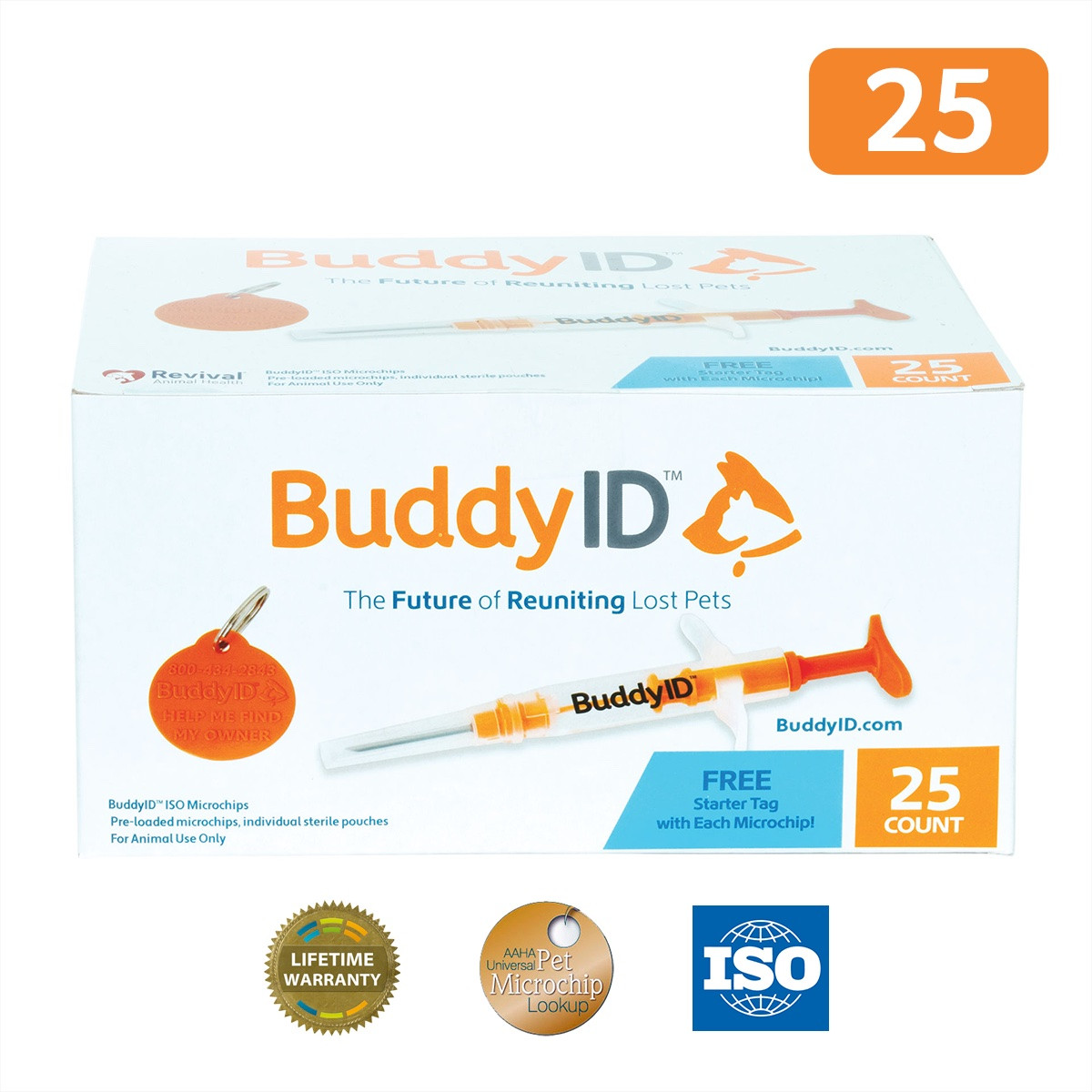 Pro ID Buddy ID 134kHz Microchips for Pets - 25 Pack