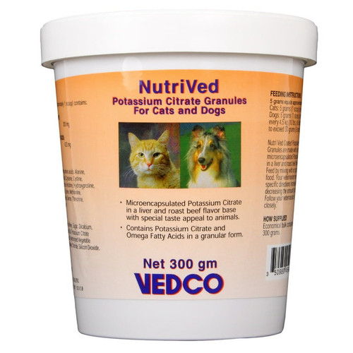 NutriVed Potassium Citrate Granules for Dogs & Cats - Promotes Urinary Health, 300g Tub