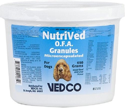 NutriVed O.F.A. Granules for Dogs - Roast Beef & Liver Flavored Skin and Coat Supplement | 650gm Tub