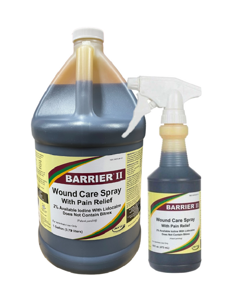 Barrier II Wound Care Spray with Pain Relief for Livestock