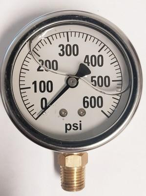 Pressure Gauge 600 PSI - Liquid Filled