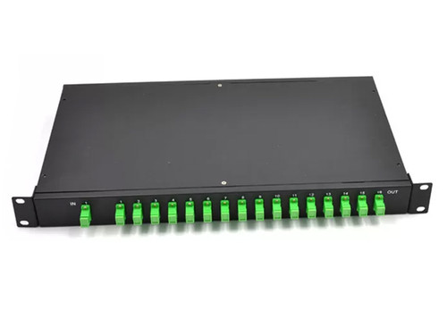 1X16 1RU Singlemode Fiber Optic Splitter Shelf SC-APC Rack Mount PLC Splitter Panel